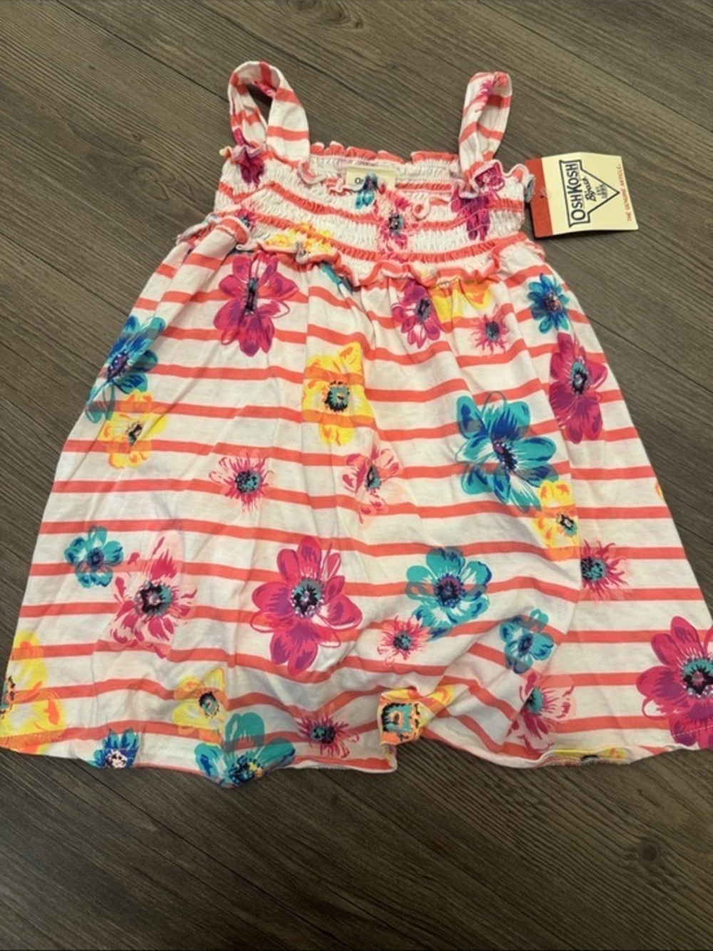 🆕 OshKosh B'gosh Stripe & Floral Dress with Bloomers. 18m. NWT!💗